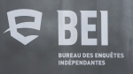 The BEI logo, Quebec’s independent police bureau, is seen in Louiseville, Que. THE CANADIAN PRESS/Ryan Remiorz
