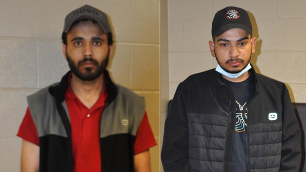 Navjot Singh, 24, (L) and Arshdeep Gill, 24 (R) are wanted in connection to an armed carjacking in Innisfil, Ont., on May 16, 2022. (Source: South Simcoe Police Services)