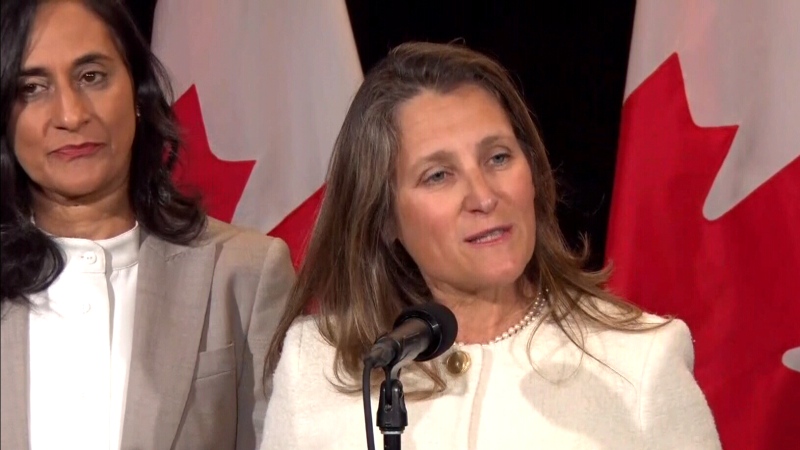 WATCH: Moment between Freeland and Anand