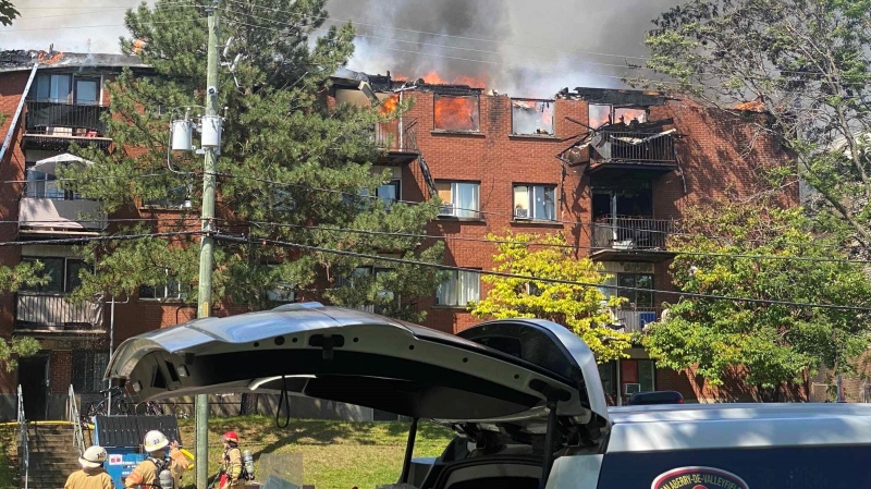 32 apartment units were evacuated when a fire broke out in a Chateauguay apartment building on Thursday, August 24, 2023. (Source: Sherryann Parliament)