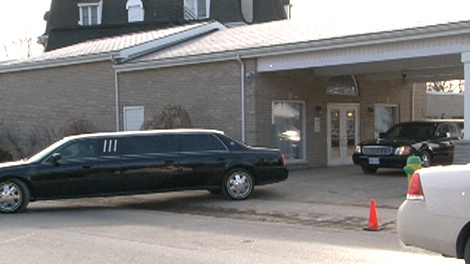 The family of Jessica Lloyd, 27, arrives at a Belleville, Ont. funeral home for the slain woman.