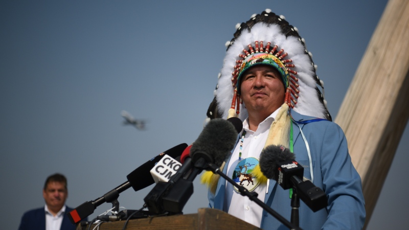 FSIN Chief Bobby Cameron speaks in Saskatoon on Aug. 29, 2023. (Chad Hills/CTV News