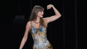 Taylor Swift performs during "The Eras Tour," Monday, Aug. 7, 2023, at SoFi Stadium in Los Angeles. (AP Photo/Chris Pizzello)