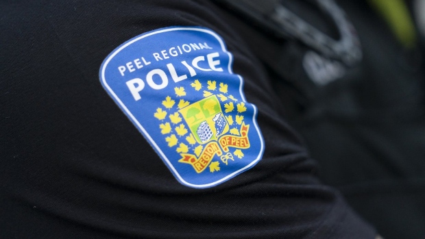 A Peel Police shoulder patch is seen in Mississauga, Ont., on Saturday, July 1, 2023. THE CANADIAN PRESS/Arlyn McAdorey