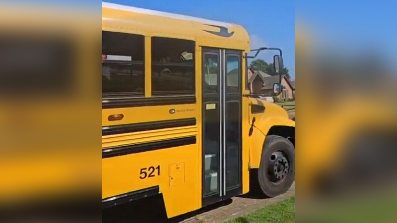 Driver pulls over, won't let kids get off bus