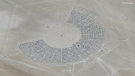 This satellite view shows an overview of the 2023 Burning Man festival, in Black Rock Desert, Nevada, on August 28 (Maxar Technologies/Reuters)