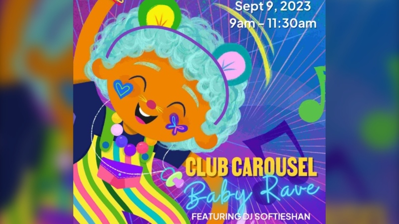 Carousel Theatre for Young People is inviting families to a "baby rave" on Sept. 9, 2023, following a successful soft launch of the early morning dance party last year. 