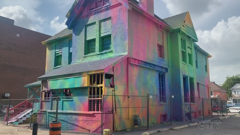 Spray-painted house