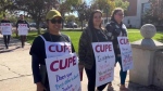 City workers walk the picket on Sep. 11, 2023 in Prince Albert. (Stacey Hein/CTV News)