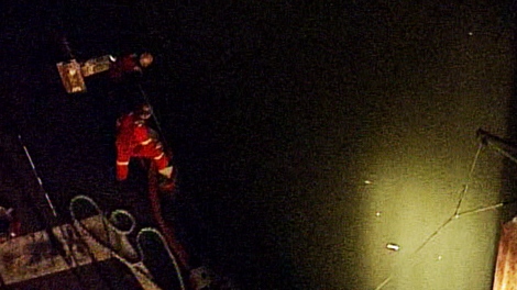 Fire crews respond to a ramp collapse at Seaspan Coastal Intermodal's terminal in Delta, B.C., Tuesday night. Feb. 16, 2010. (CTV) 