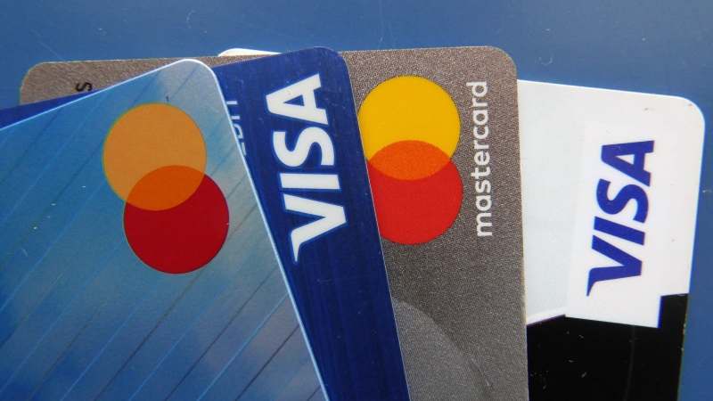 Credit cards as seen Thursday, July 1, 2021, in Orlando, Fla. Statistics Canada says the amount Canadians owe relative to their income moved higher in the second quarter as the level of debt grew faster than their earnings. (THE CANADIAN PRESS/AP/John Raoux)
