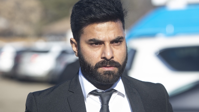 Truck driver Jaskirat Singh Sidhu walks into the Kerry Vickar Centre for his sentencing in Melfort, Sask., on March 22, 2019. The lawyer for a former truck driver who caused the deadly Humboldt Broncos bus crash says he's cautiously optimistic that he will get the chance to argue against his client's possible deportation before Federal Court. In 2019, Sidhu was sentenced to eight years after pleading guilty to dangerous driving causing death and bodily harm in a collision in Saskatchewan that killed 16 people and injured 13 others. (THE CANADIAN PRESS/Kayle Neis)