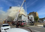 Winnipeg firefighters battle flames at the Windsor Hotel on Sept. 13, 2023. (Source: Danton Unger/CTV News Winnipeg)