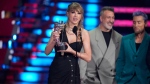 Taylor Swift accepts the award for best pop for "Anti-Hero"during the MTV Video Music Awards on Tuesday, Sept. 12, 2023. (Photo by Charles Sykes/Invision/AP)
