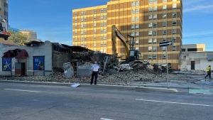 The Windsor Hotel is seen following a fire on Sept. 13. The city has completed an emergency demolition of the hotel. (Image source: Devon McKendrick/CTV News Winnipeg)