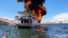 WARNING: Fiery boat rescue caught on camera