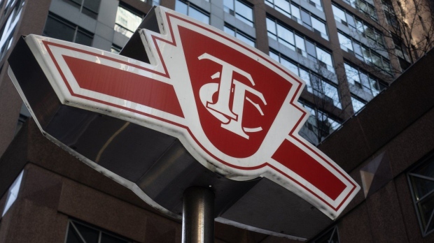 A Toronto Transit Commission sign is shown at a downtown Toronto subway stop Tuesday, Jan. 31, 2023.THE CANADIAN PRESS/Graeme Roy