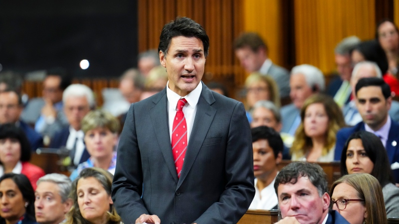 Prime Minister Justin Trudeau delivers a statement in the House of Commons on Parliament Hill in Ottawa on Monday, Sept. 18, 2023. THE CANADIAN PRESS/Sean Kilpatrick