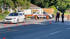 London police are investigating a fatal collision involving a pedestrian in London, Ont. on Tuesday, Sept. 19, 2023. (Sean Irvine/CTV News London)