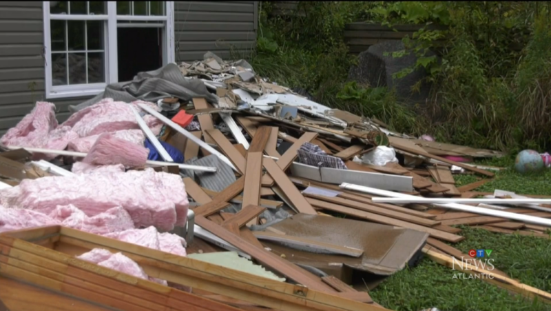 Debris from Pat Septon's basement after his basement was destroyed by floods from post-tropical storm Lee. 