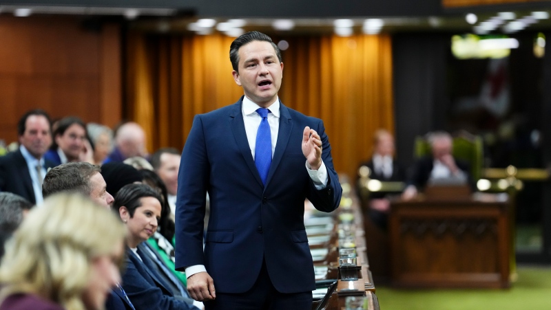 Conservative Leader Pierre Poilievre asks a question in the House of Commons during question period on Parliament Hill in Ottawa on Wednesday, Sept. 20, 2023. THE CANADIAN PRESS/Sean Kilpatrick
