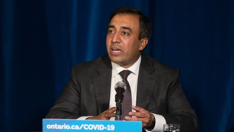 Kaleed Rasheed, Ontario's Associate Minister of Digital Government, responds to a question during a press conference announcing the enhanced COVID-19 vaccine certificate system, at Queen's Park in Toronto on Wednesday, September 1, 2021. THE CANADIAN PRESS/ Tijana Martin 