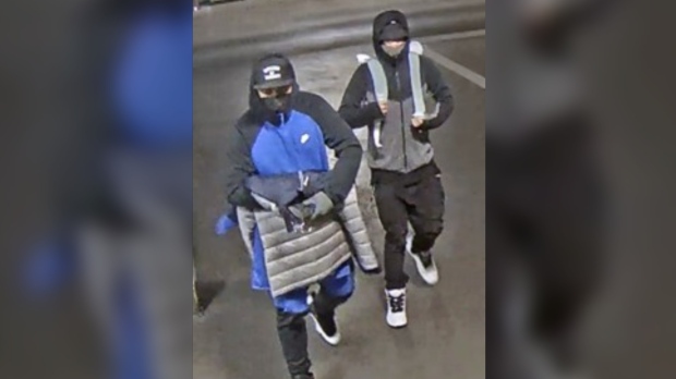 Images of two two suspects wanted in connection with a break-and-enter investigation in the city’s east end. (TPS photo)