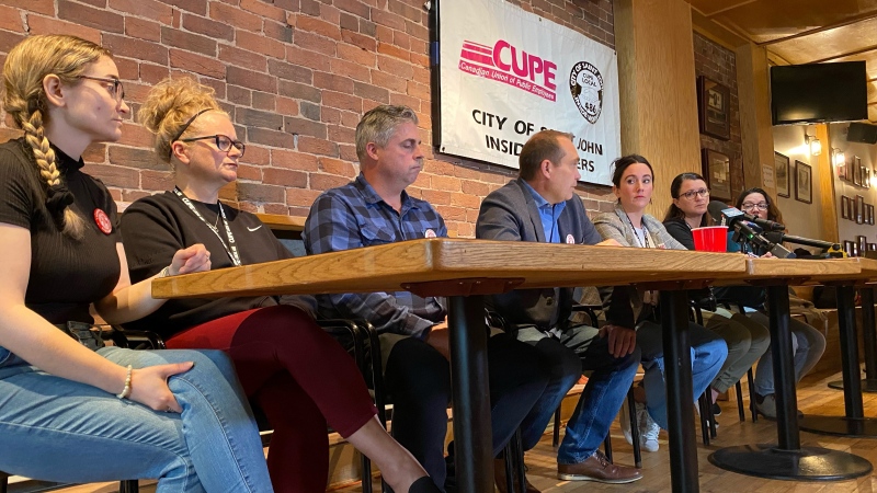 CUPE Local 486 provides an update to the media on negotiations with the city of Saint John. (CTV/Avery MacRae)