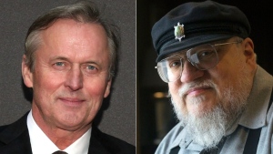 Author John Grisham appears at the opening night of "A Time To Kill" on Broadway in New York on Oct. 20, 2013, left, and author George R.R. Martin appears in Toronto on March 12, 2012. (AP Photo)