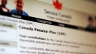 Information regarding the Canadian Pension Plan is displayed of the service Canada website in Ottawa on Tuesday, Jan. 31, 2012. The Alberta government is set to announce the results of a review into the fund on Thursday. THE CANADIAN PRESS/Sean Kilpatrick
