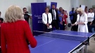 Queen, First Lady have awkward table tennis match