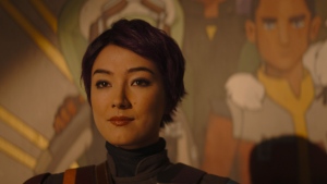 Natasha Liu Bordizzo stars as Sabine Wren in the "Star Wars" series "Ahsoka." A long-awaited moment finally arrived for “Star Wars Rebels” fans in the sixth episode of “Ahsoka,” marking the live-action debut of two fan favorites from that animated series. (Lucasfilm Ltd.)