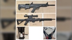During searches of southwest Calgary residences on Aug. 24, Calgary police officers seized five handguns, one rifle and one shotgun as part of an organized crime investigation. (Courtesy: Calgary Police Service) 