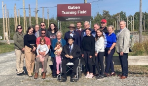 On Thursday, Cambrian College in Sudbury honoured two longtime supporters of its Powerline Program, which started in 2006. (Alana Everson/CTV News)