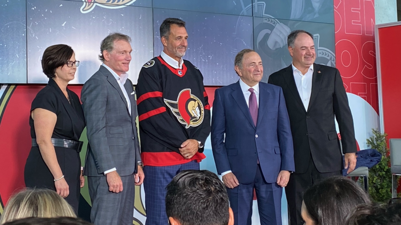 Michael Andlauer was officially introduced as the owner of the Ottawa Senators at the Canadian Tire Centre on Sept. 22, 2023. (Natalie van Rooy/CTV News Ottawa)