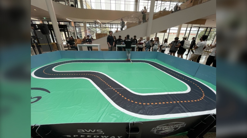 The Winnipeg DeepRacer Competition took place at RRC Polytech on Sept. 21, 2022. (Source: Jamie Dowsett/CTV News)