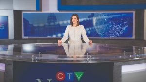 Erin Isfeld on the set of CTV News at Six.
