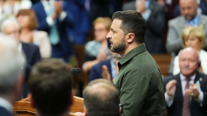 Ukrainian President Volodymyr Zelenskyy delivers a speech in the House of Commons in Ottawa on Friday, Sept. 22, 2023. THE CANADIAN PRESS/Sean Kilpatrick