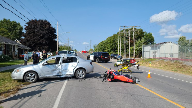 Ontario Provincial Police responded to a serious crash in front of Napanee District Secondary School on Friday Sept. 22, 2023. (OPP).