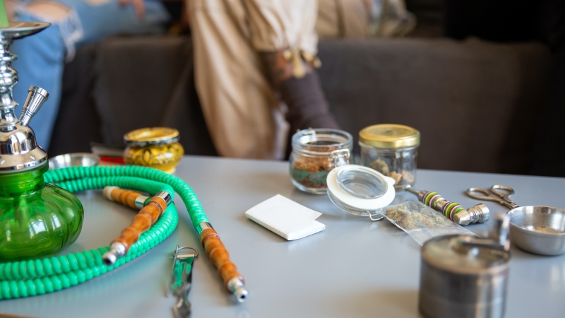 A shisha pipe is shown along with other items for smoking. FILE PHOTO - SOURCE: Pexels