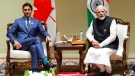 Prime Minister Justin Trudeau takes part in a bilateral meeting with Indian Prime Minister Narendra Modi during the G20 Summit in New Delhi, India, on Sunday, Sept. 10, 2023. THE CANADIAN PRESS/Sean Kilpatrick