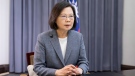 FILE - In this photo released by the Taiwan Presidential Office, Taiwan's President Tsai Ing-wen speaks in Taipei, Taiwan on Tuesday, April 11, 2023. In a speech in Taipei on Saturday Ing-wen expressed her condolences to the families of the victims of a golf ball factory fire. (Taiwan Presidential Office via AP, File)
