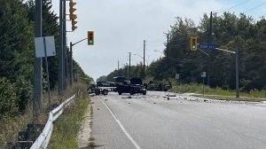 The scene of a fatal crash in Guelph on Saturday, Sept. 23, 2023. (Hannah Schmidt/CTV News)