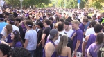 Thousands of students packed Broughdale Avenue in London, Ont. for Homecoming parties on Sept. 23, 2023. (Brent Lale/CTV News London)
