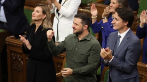 Ukrainian President Volodymyr Zelenskyy and Prime Minister Justin Trudeau recognize Yaroslav Hunka, who was in attendance and fought with the First Ukrainian Division in World War II before later immigrating to Canada, in the House of Commons on Parliament Hill in Ottawa on Friday, Sept. 22, 2023. Jewish groups are asking for an apology and an explanation after it emerged that Hunka's division was a voluntary unit under the command of the Nazis. THE CANADIAN PRESS/Patrick Doyle