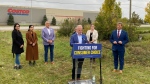 Kevin Klein, the Manitoba PC candidate for Kirkfield Park, was also on the campaign trail Sunday, promising private liquor sales in Manitoba. (Source: Zach Kitchen, CTV News)