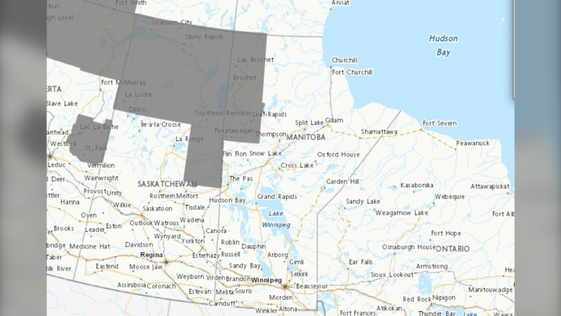 Parts of northern Manitoba are experiencing smoky conditions on Sept. 25, 2023.