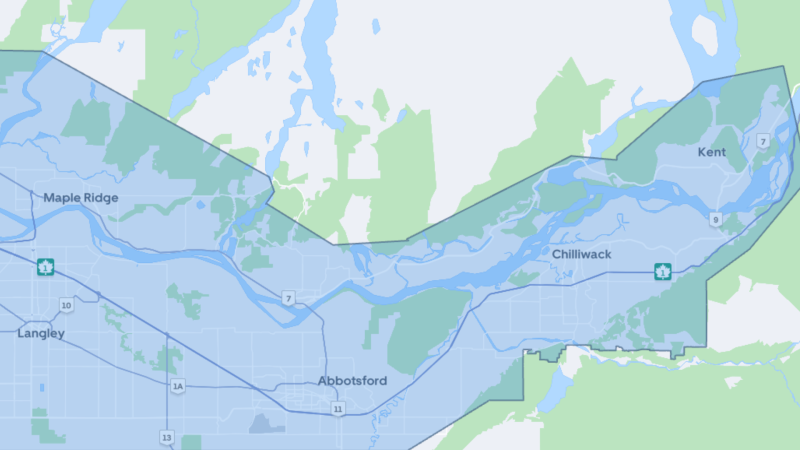 This map provided by Uber shows the updated boundaries where service is available in The Fraser valley. 
