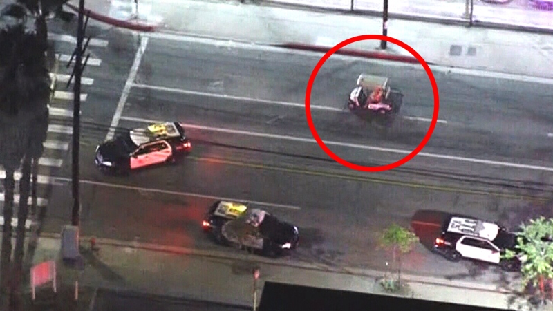 Man in golf cart leads LAPD on chase