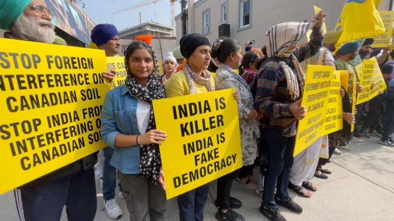 Sikh Protest across the street from the Indian High Commission in Ottawa. Sept. 25, 2023. (Dave Charbonneau/CTV News Ottawa)